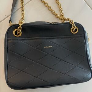 Black Quilted Leather Chain Shoulder Bag